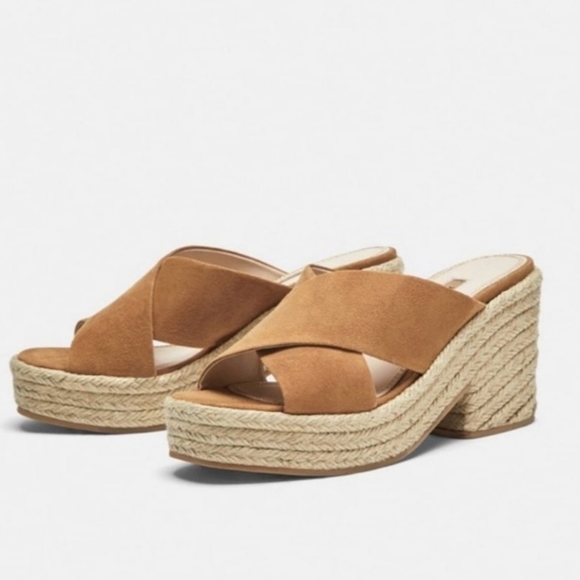 Zara chunky block platform suede sandals Y2K